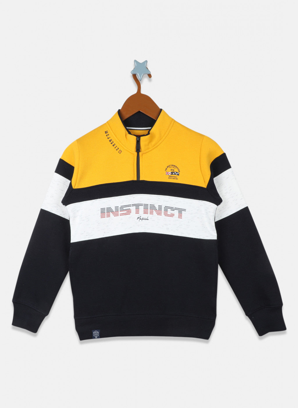 Boys Mustard & Navy Printed Sweatshirt