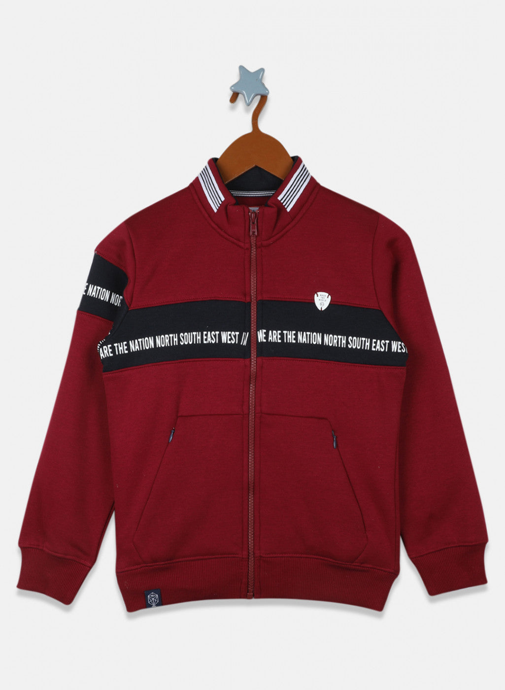 Boys Maroon Printed Sweatshirt