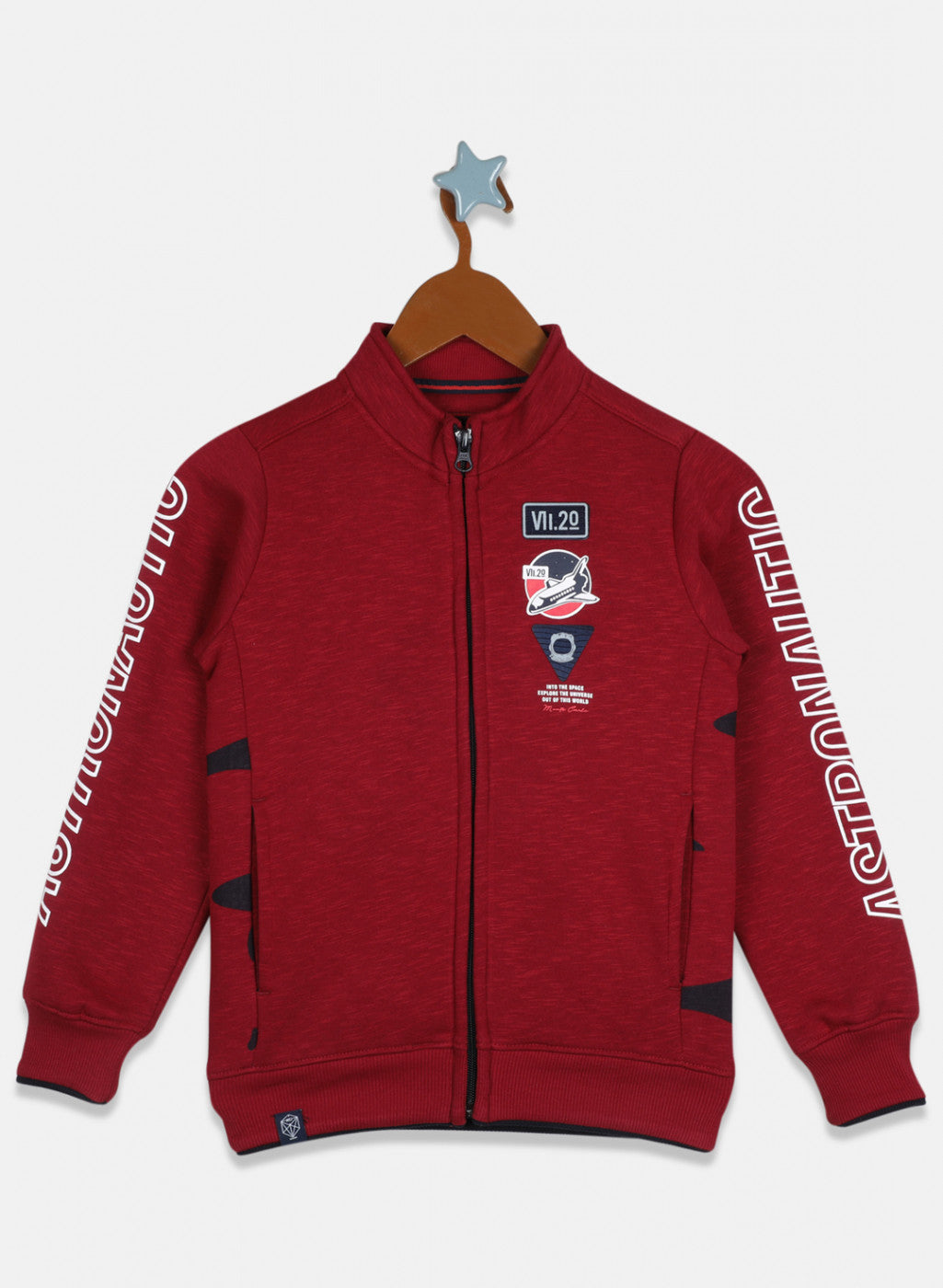 Boys Maroon Printed Sweatshirt