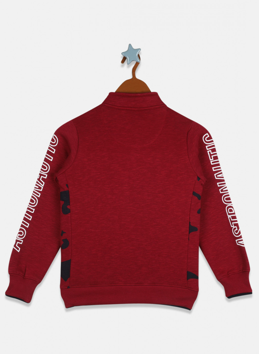 Boys Maroon Printed Sweatshirt