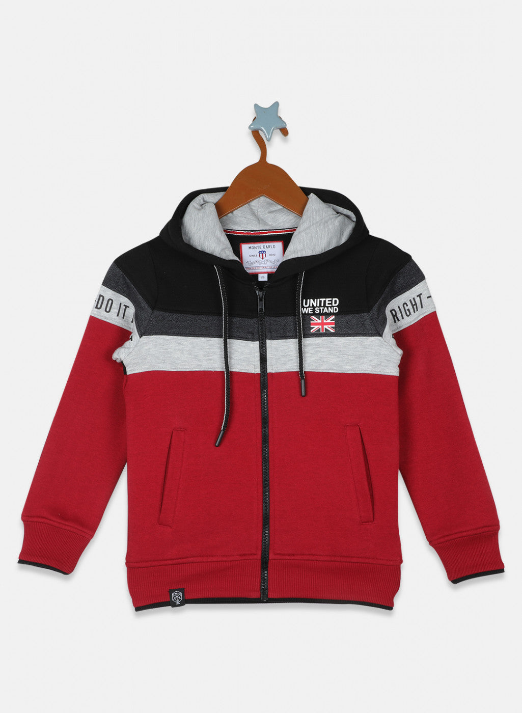 Boys Black & Maroon Printed Sweatshirt