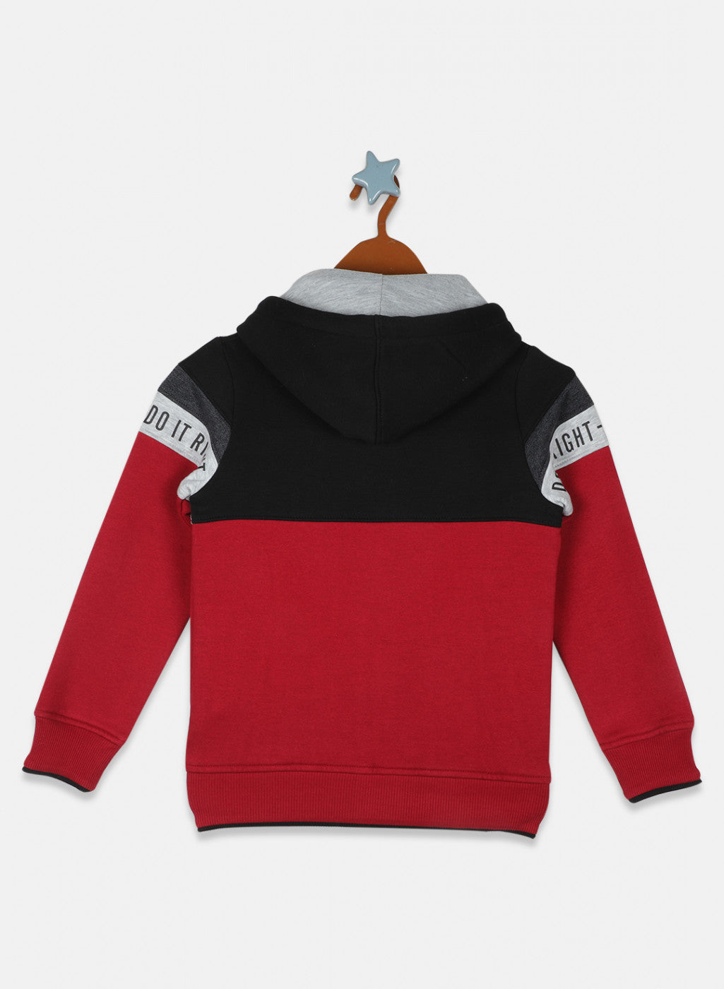 Boys Black & Maroon Printed Sweatshirt