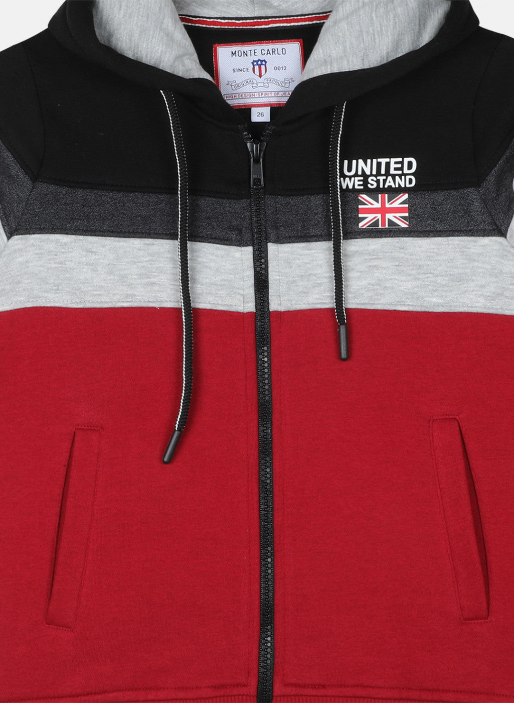 Boys Black & Maroon Printed Sweatshirt