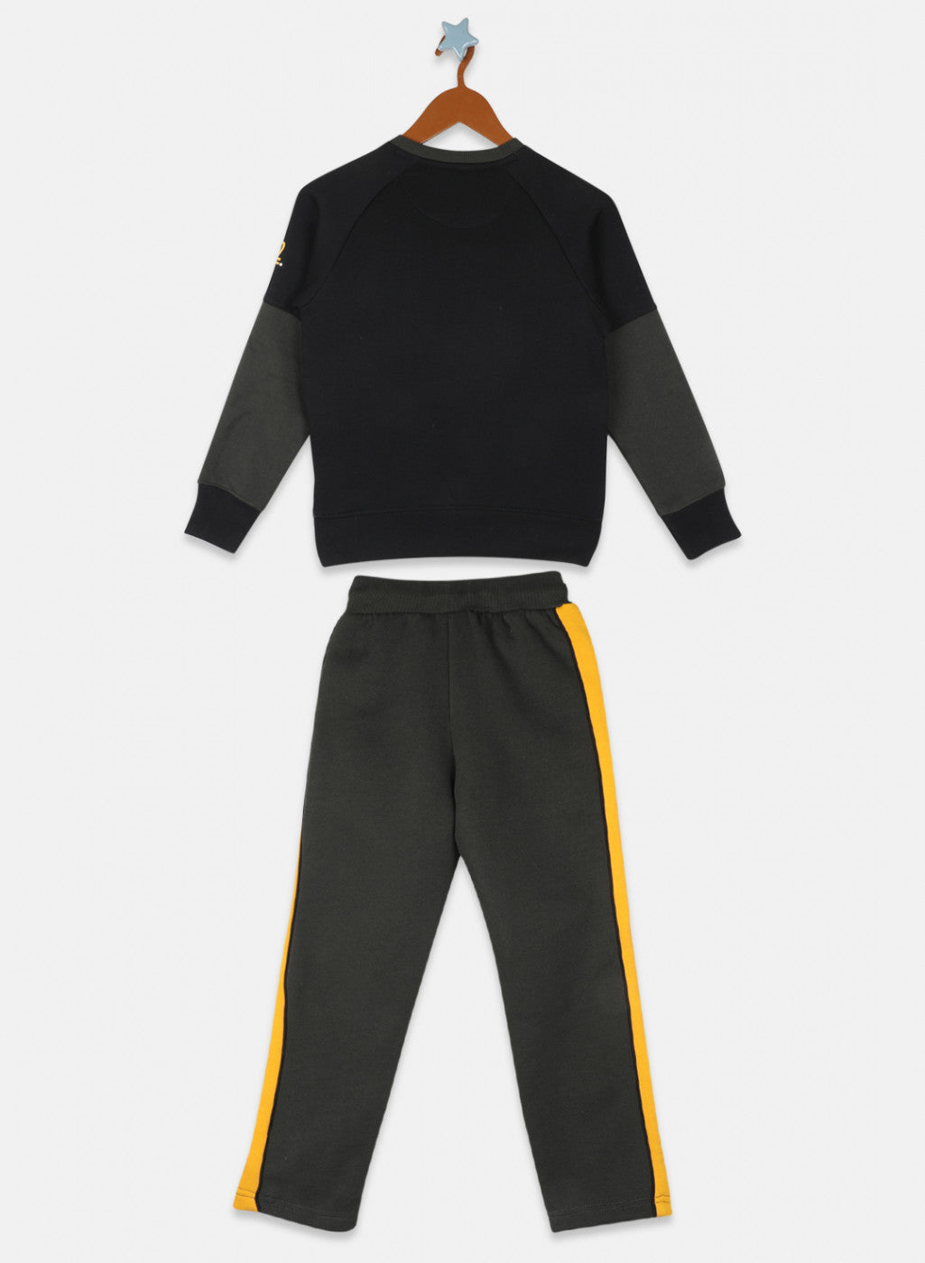 Boys Olive & Black Printed Tracksuit