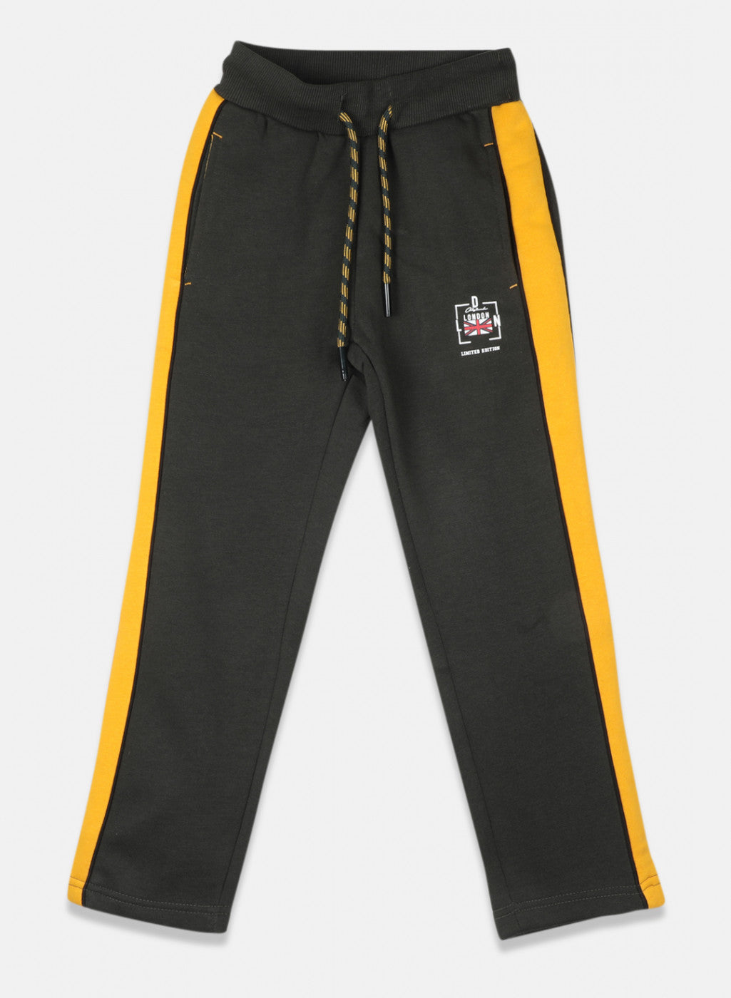 Boys Olive & Black Printed Tracksuit