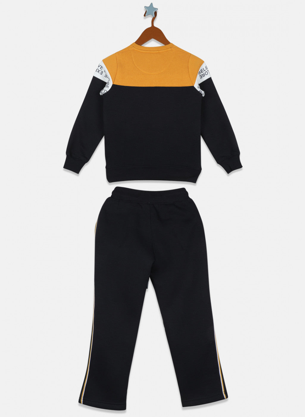 Boys Mustard & Navy Printed Tracksuit