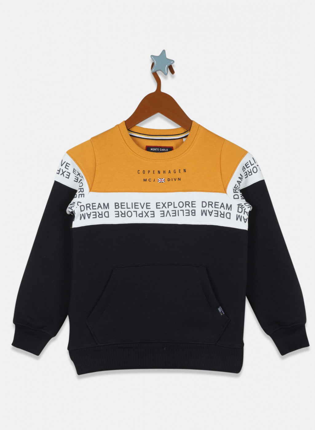 Boys Mustard & Navy Printed Tracksuit