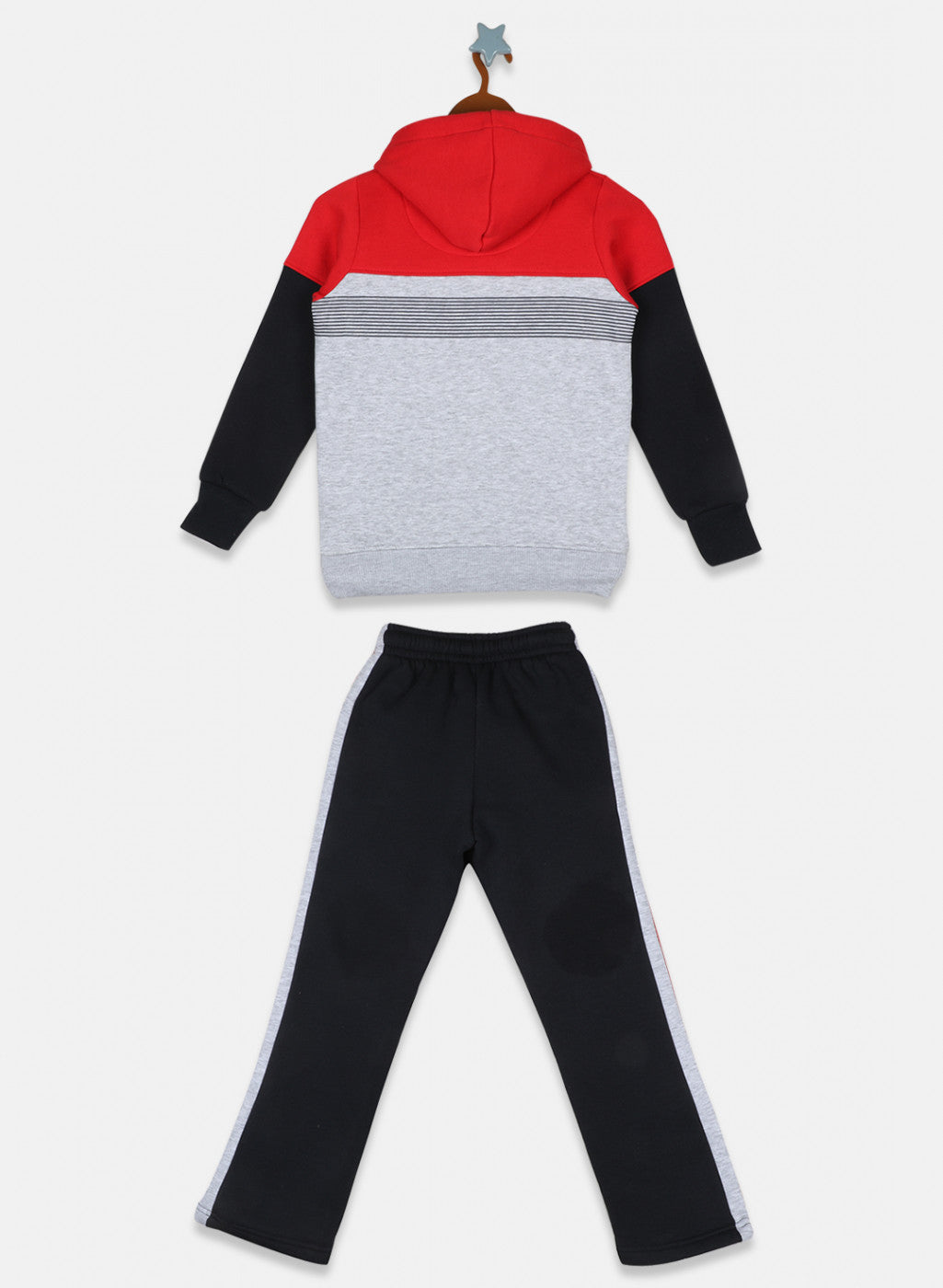 Boys Red & Navy Printed Tracksuit
