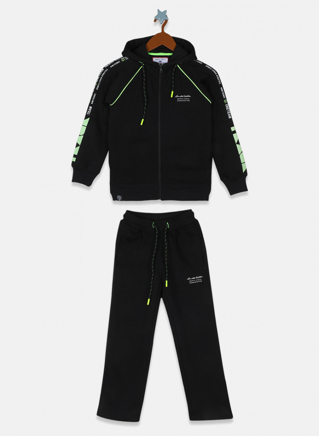 Boys Black Printed Tracksuit