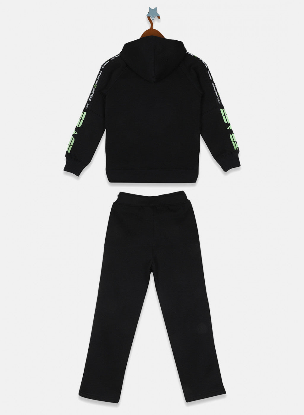 Boys Black Printed Tracksuit