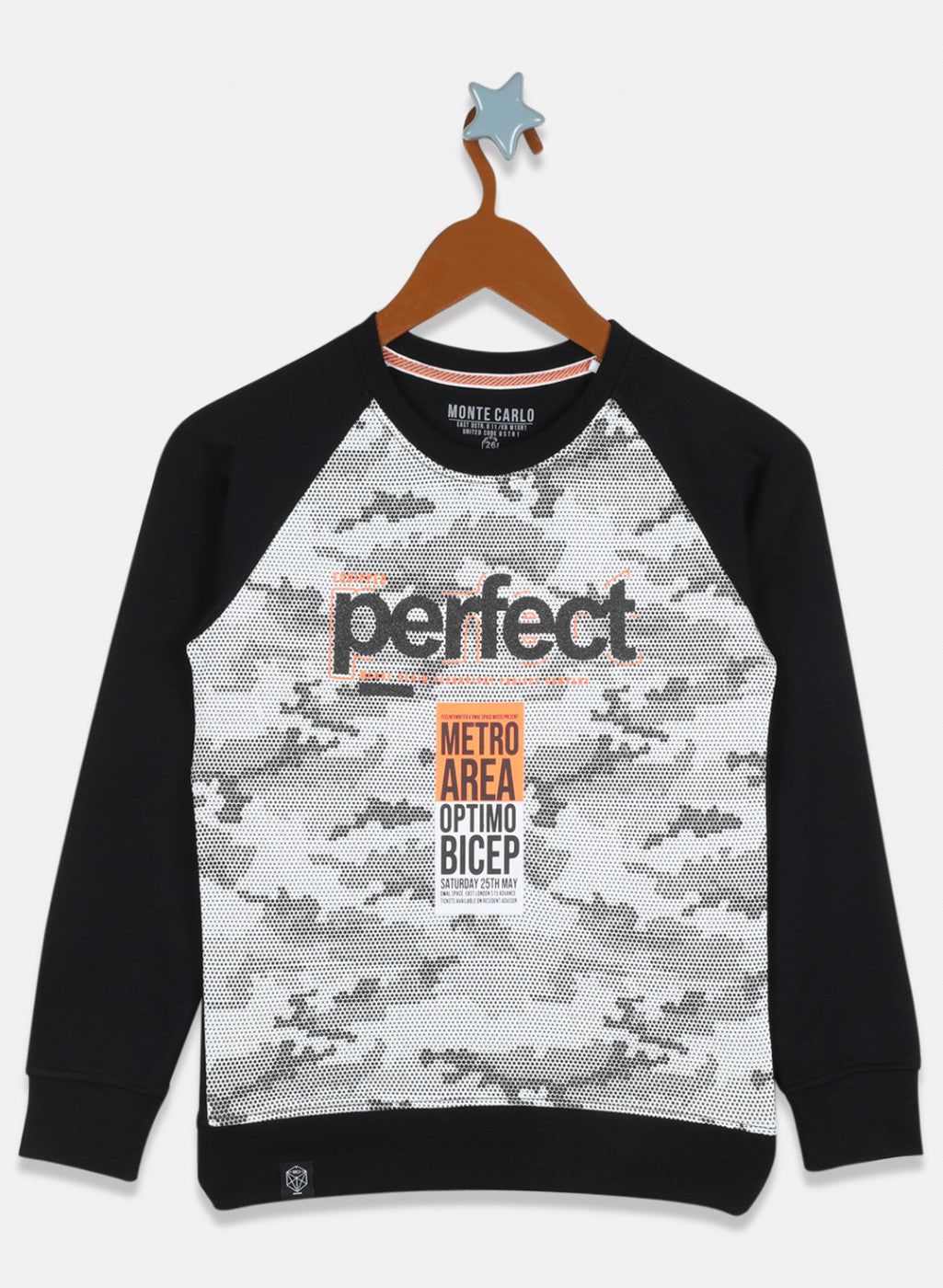 Boys Black & White Printed Sweatshirt