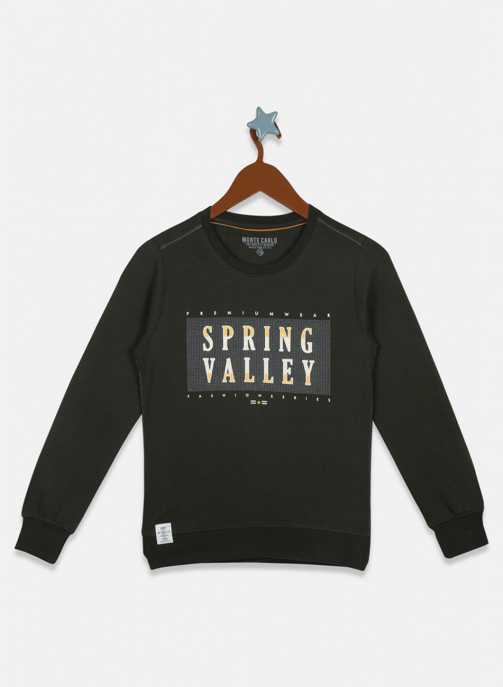 Boys Olive Printed Sweatshirt