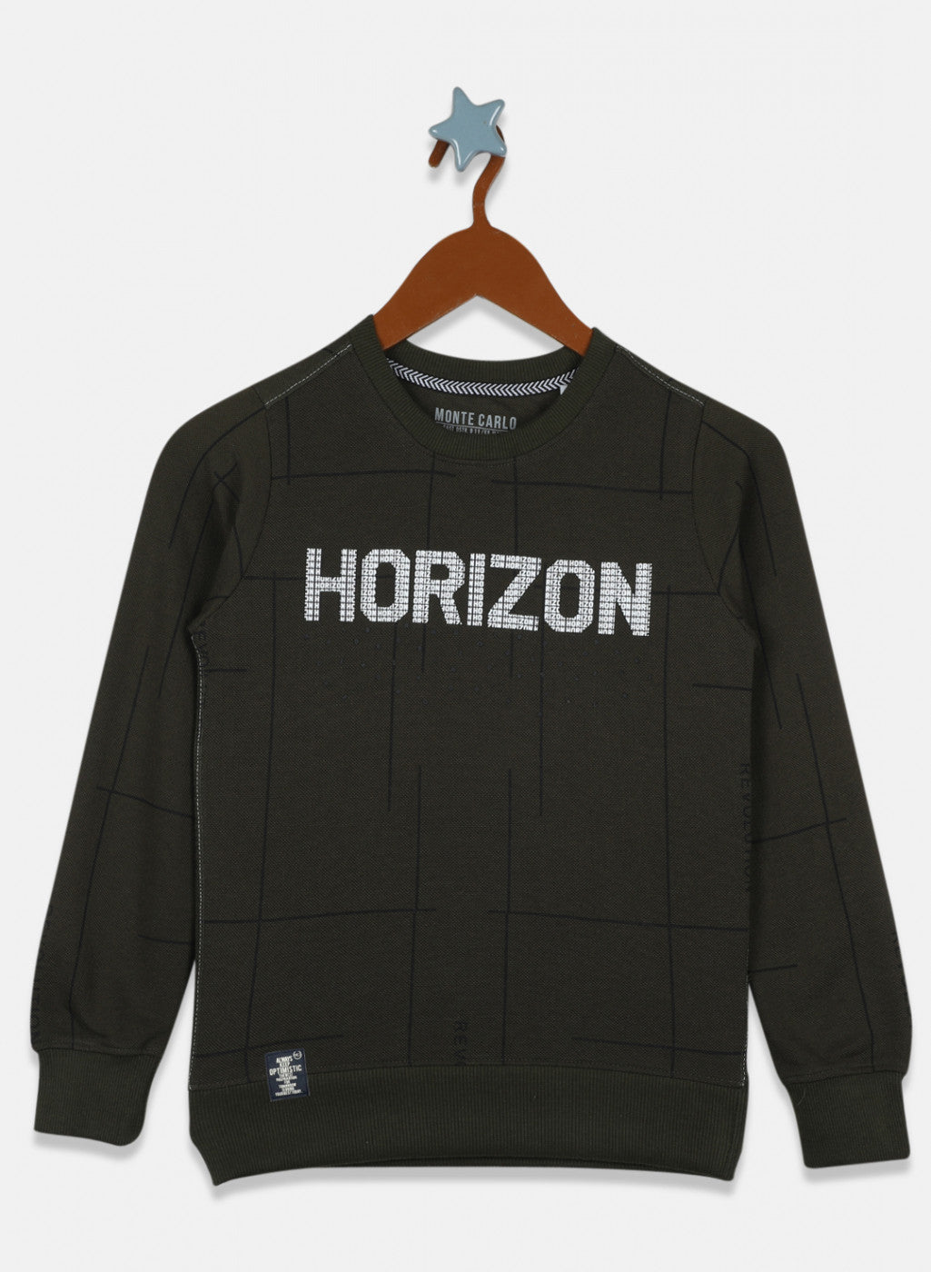 Boys Olive Printed Sweatshirt