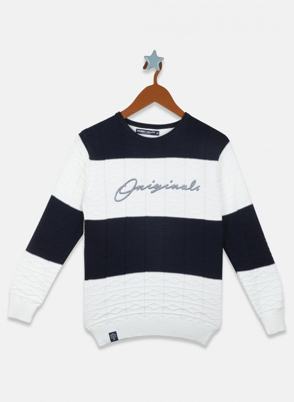 Boys Navy Blue Printed Pullover