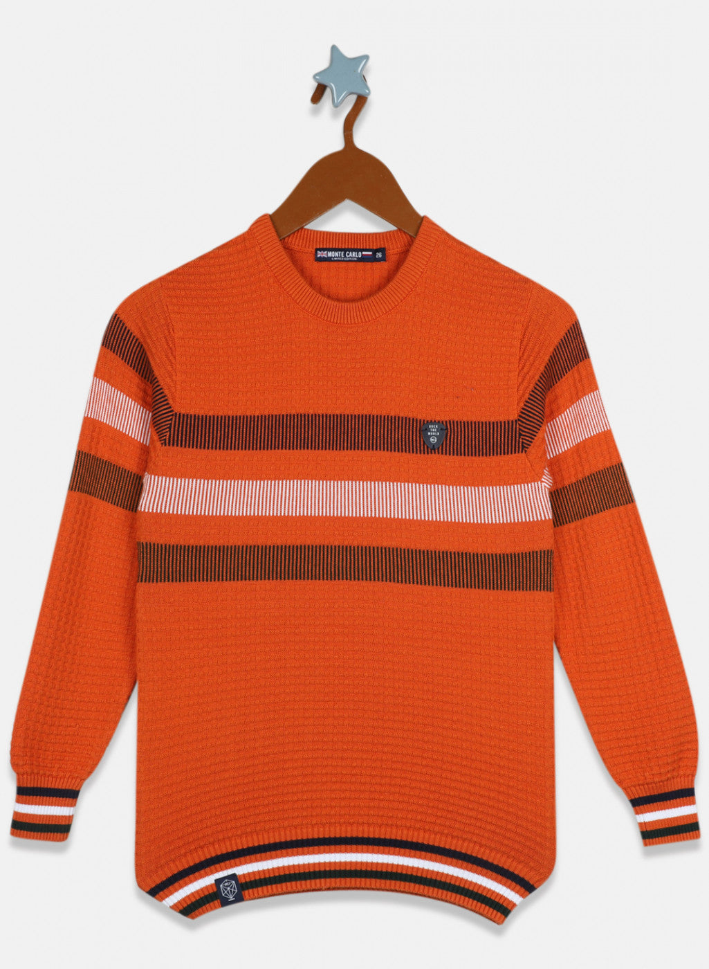 Boys Orange Printed Pullover