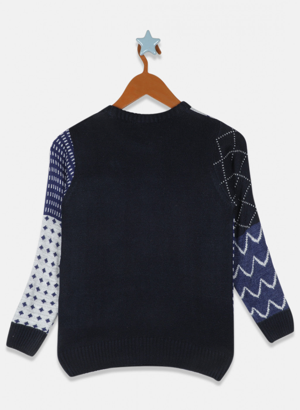 Boys Navy Blue Printed Pullover