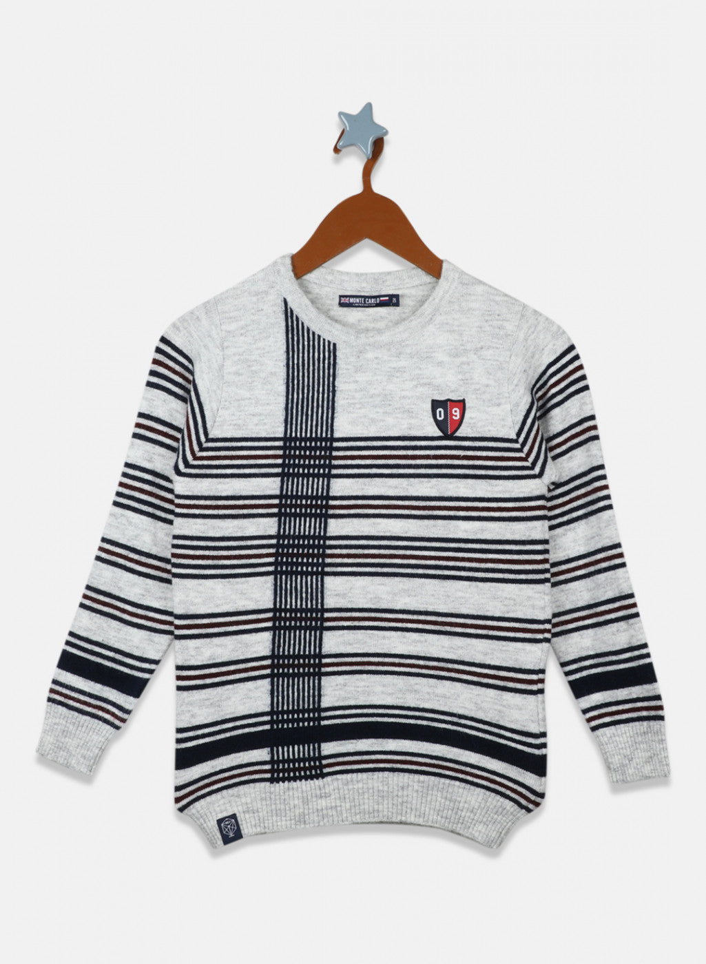 Boys Grey Stripe Pullover