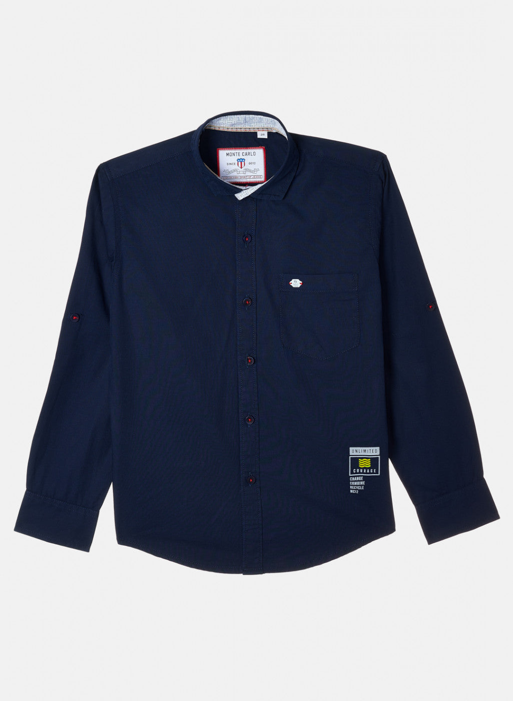 Boys Navy Blue Solid Shirt
