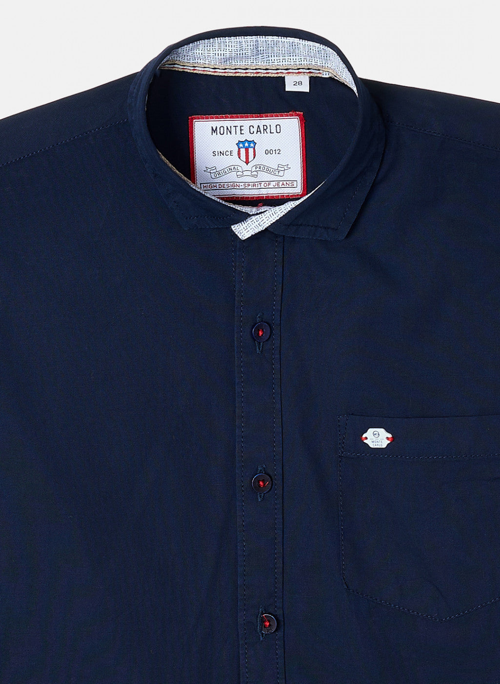 Boys Navy Blue Solid Shirt