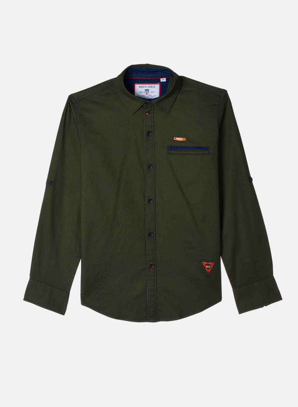 Boys Olive Solid Shirt