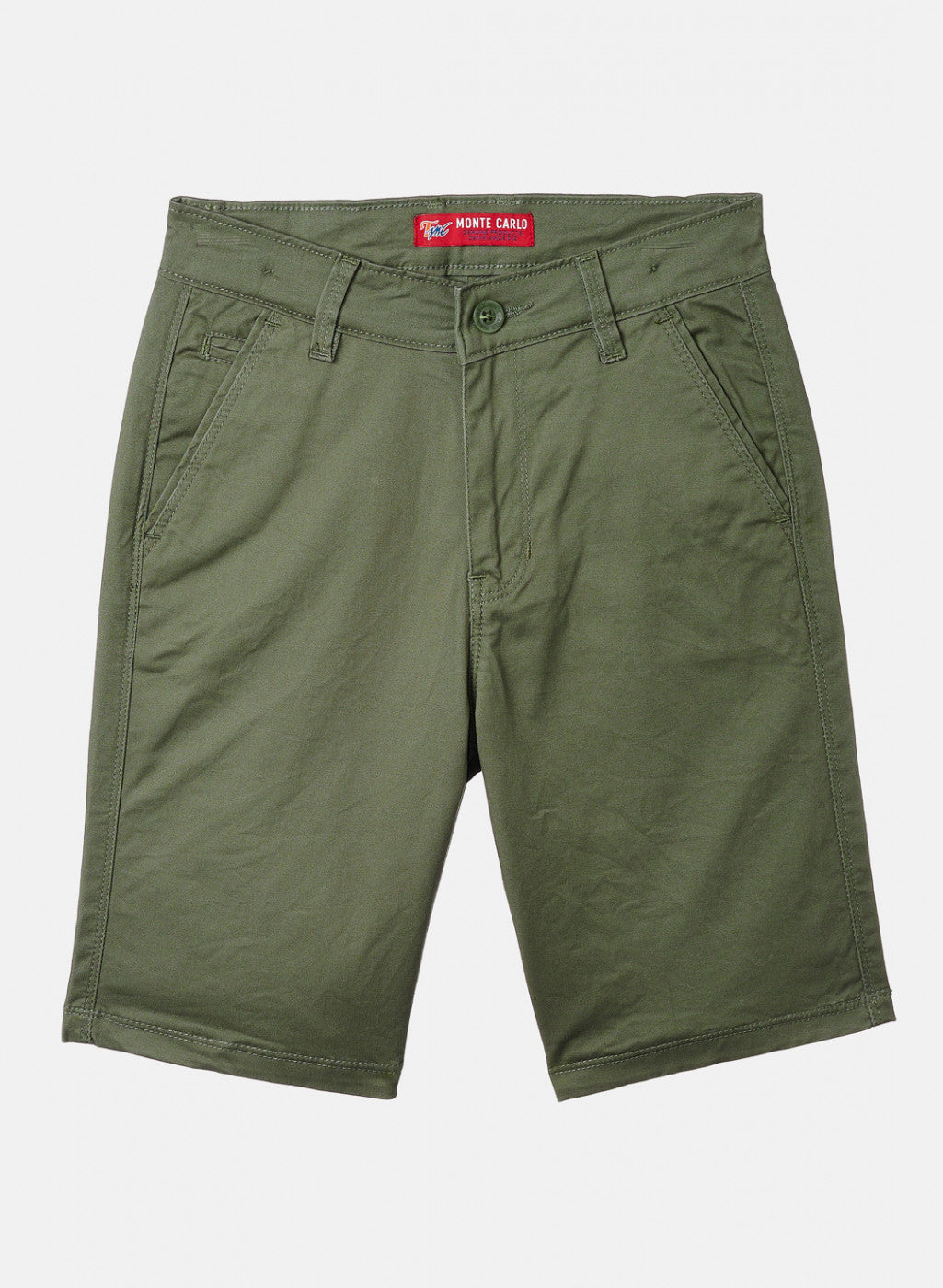Boys Olive Solid Shorts