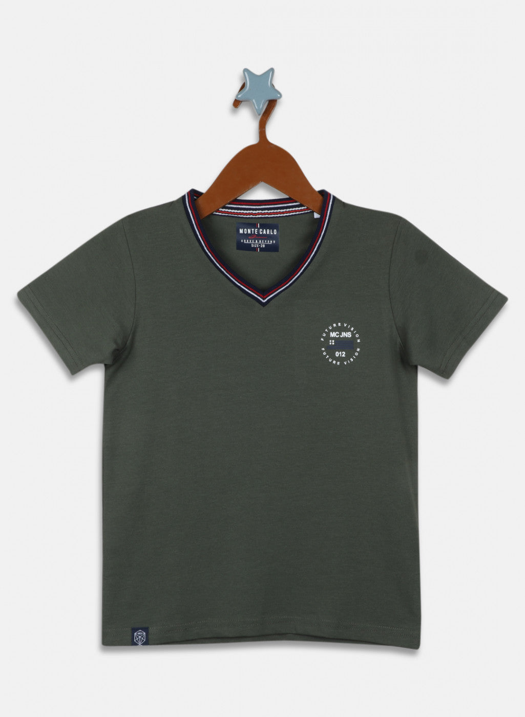 Boys Olive Printed T-Shirt