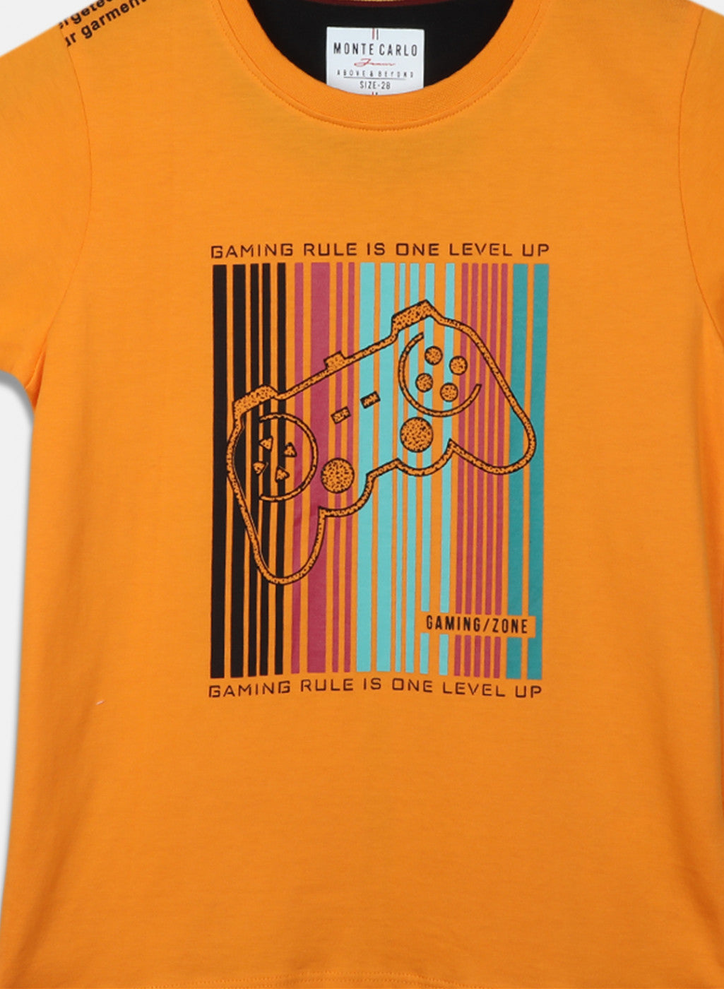 Boys Orange Printed T-Shirt