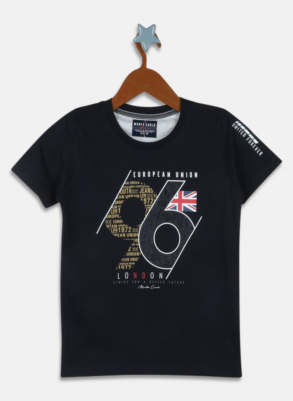 Boys Navy Blue Printed T-Shirt