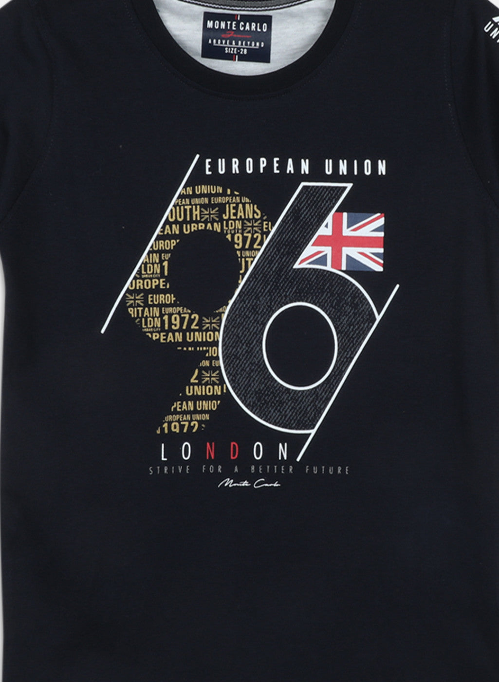 Boys Navy Blue Printed T-Shirt