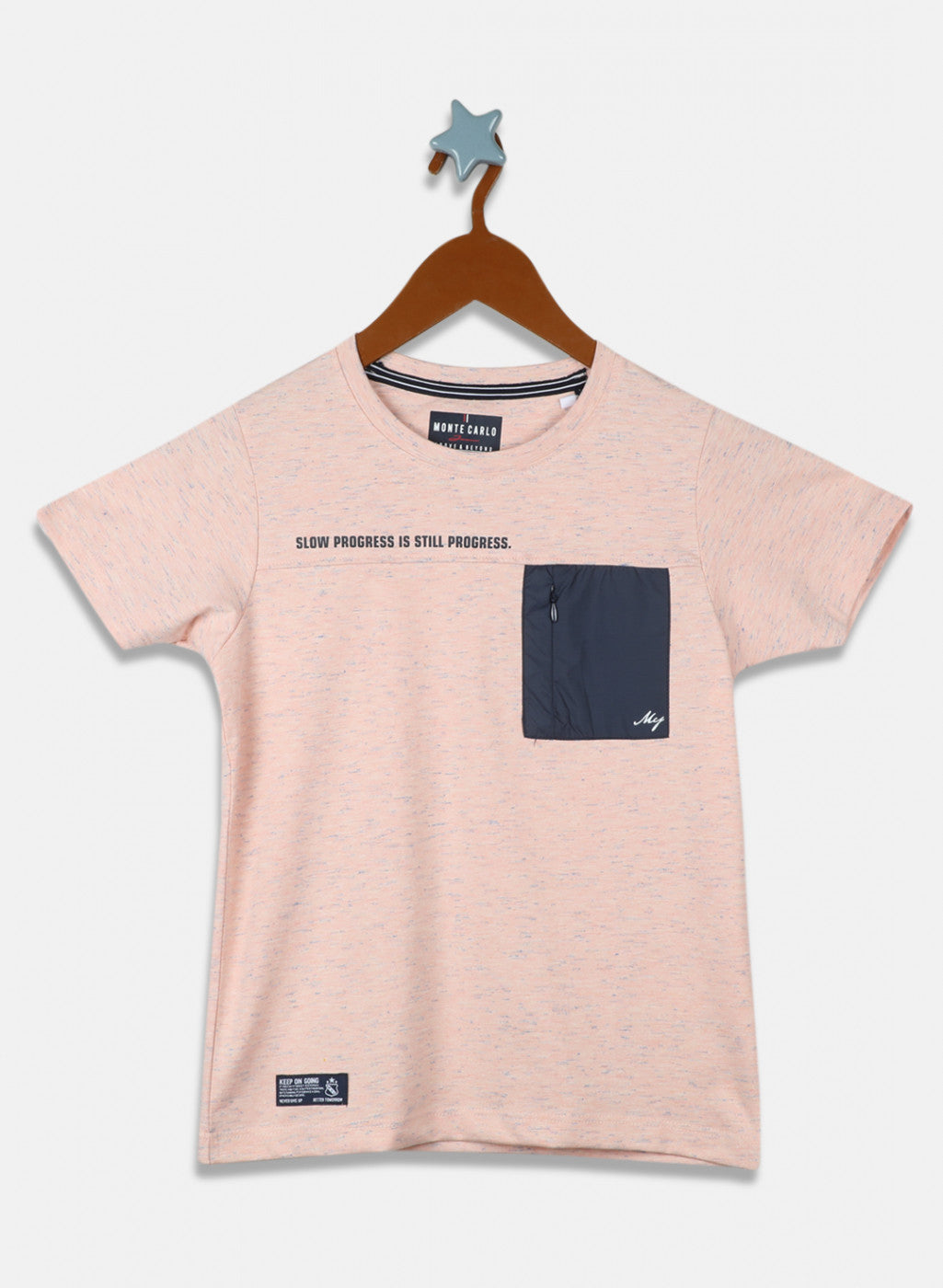 Boys Peach Printed T-Shirt