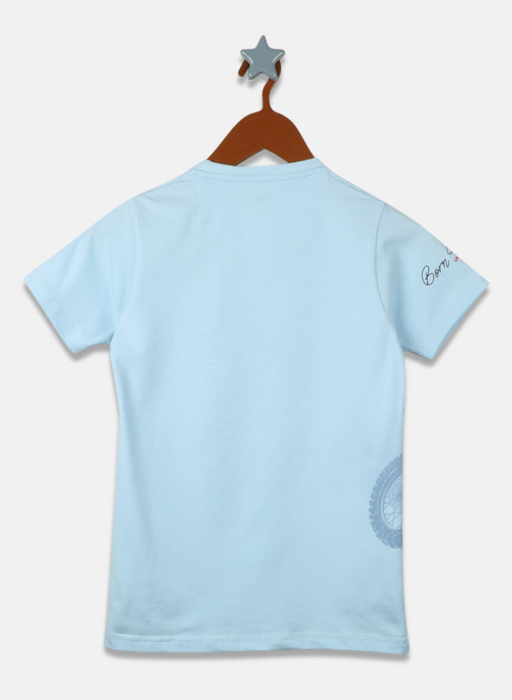 Boys Sky Blue Printed T-Shirt