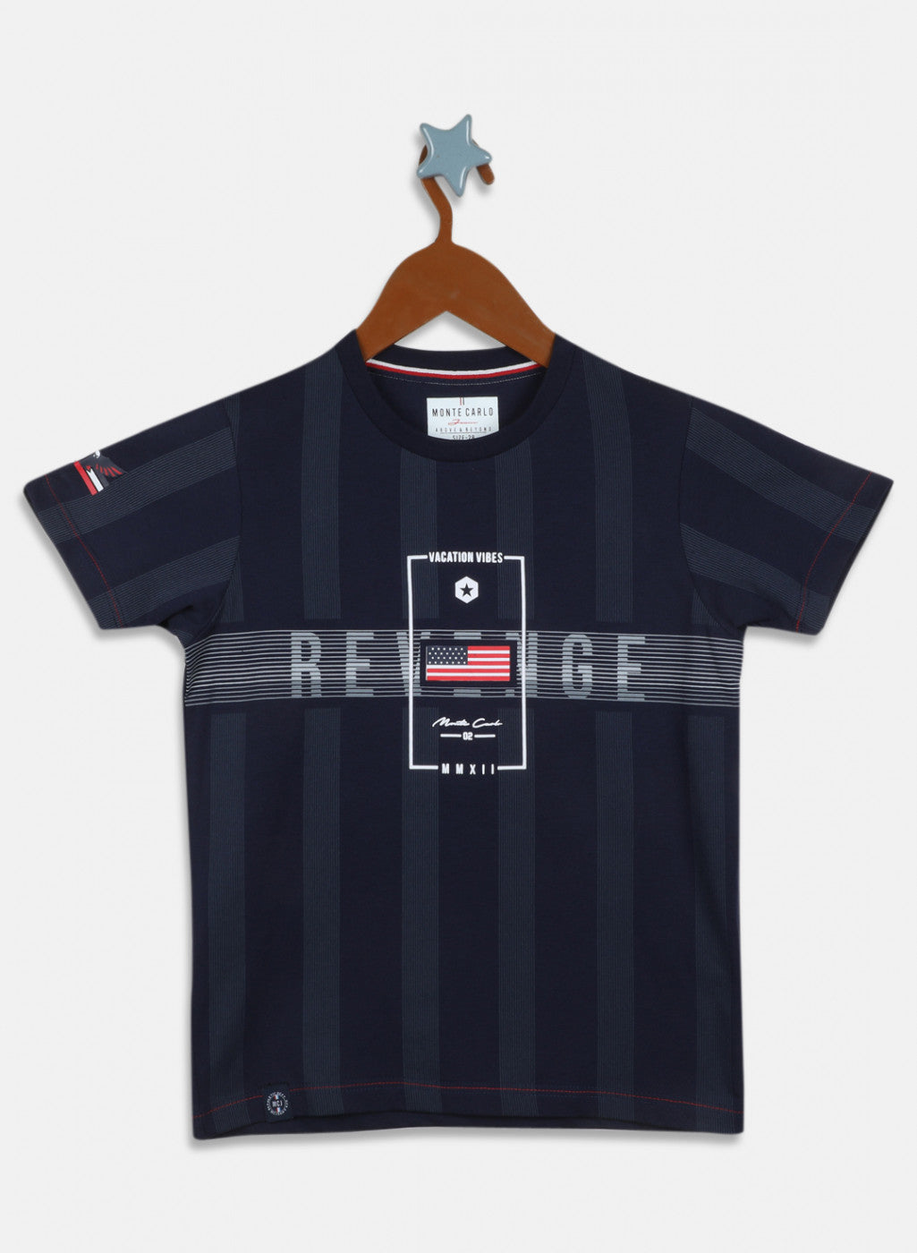 Boys Navy Blue Printed T-Shirt