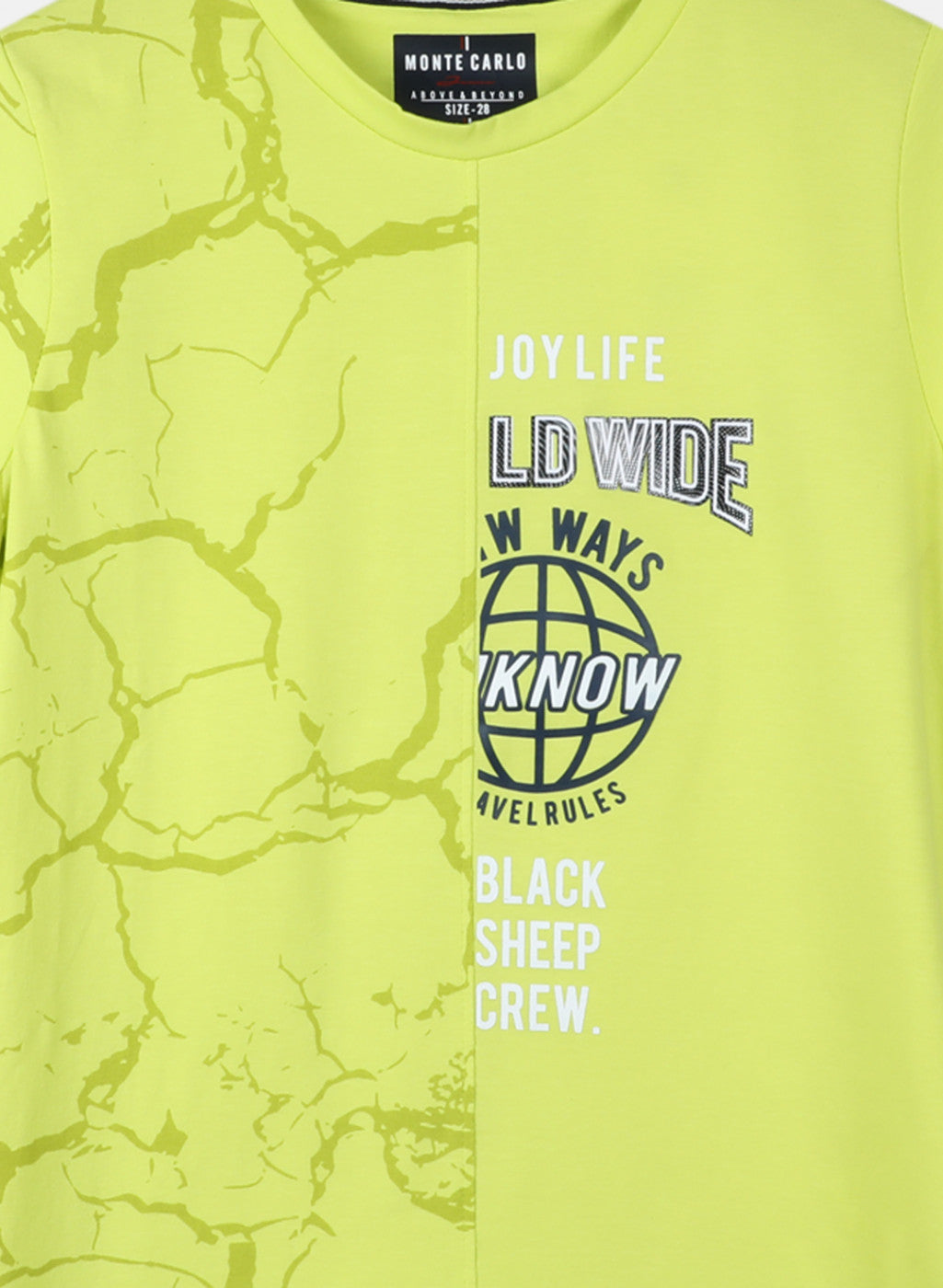 Boys Neon Green Printed T-Shirt