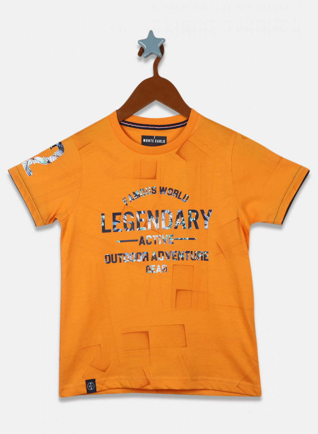 Boys Orange Printed T-Shirt
