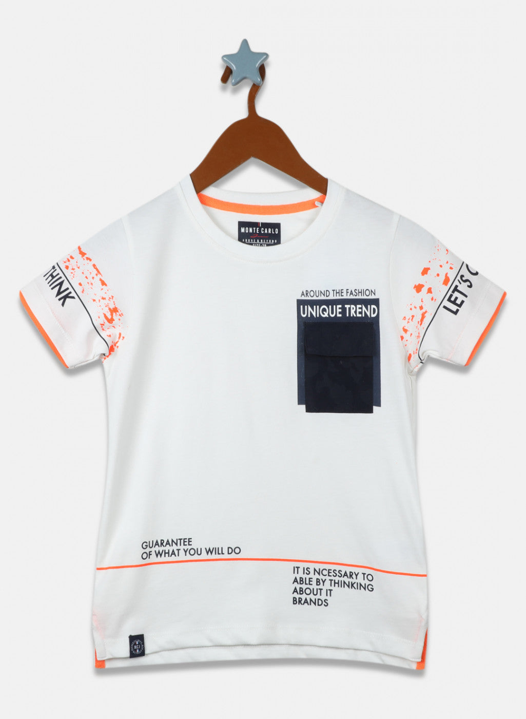 Boys Off White Printed T-Shirt