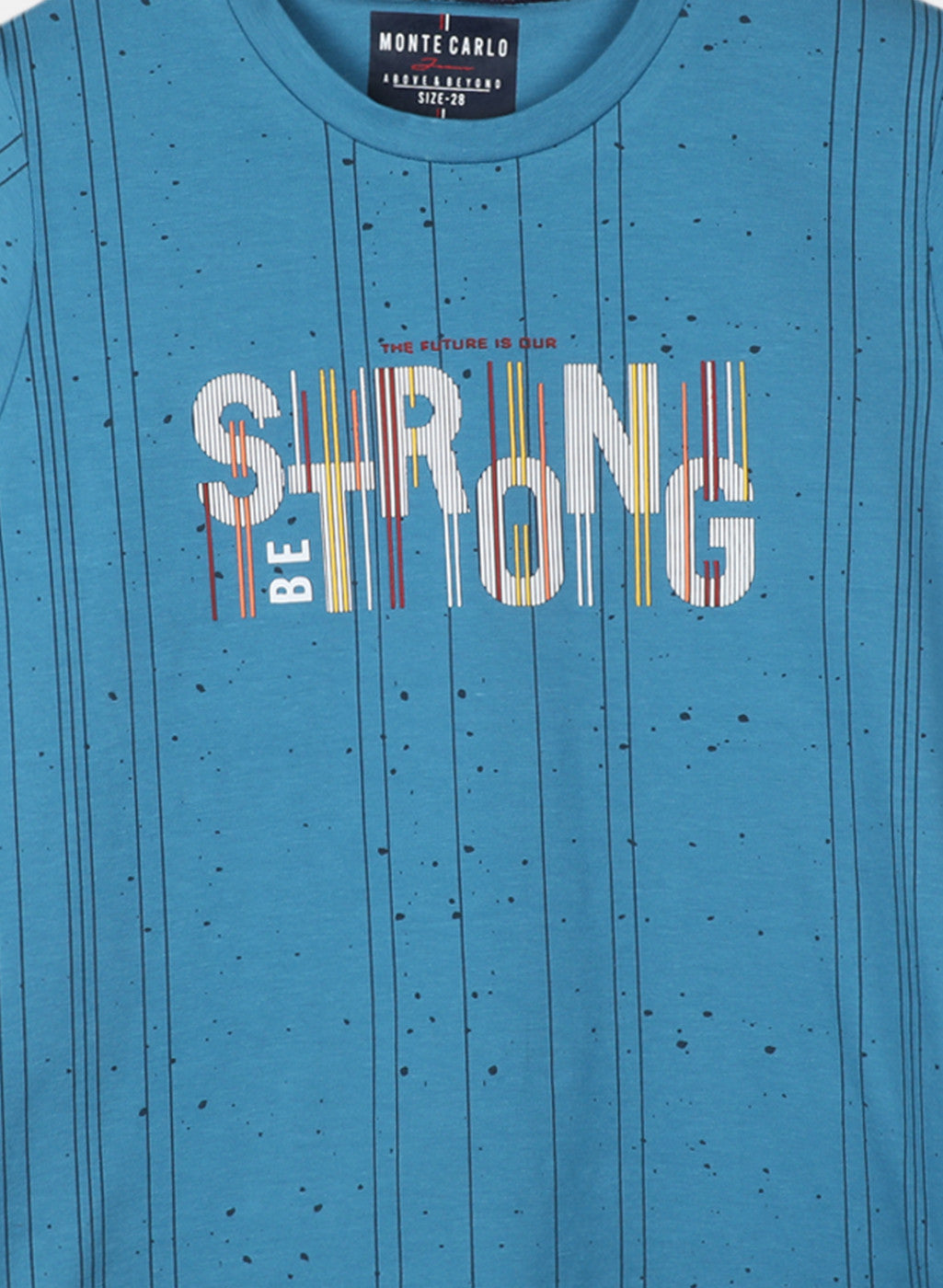 Boys Blue Printed T-Shirt