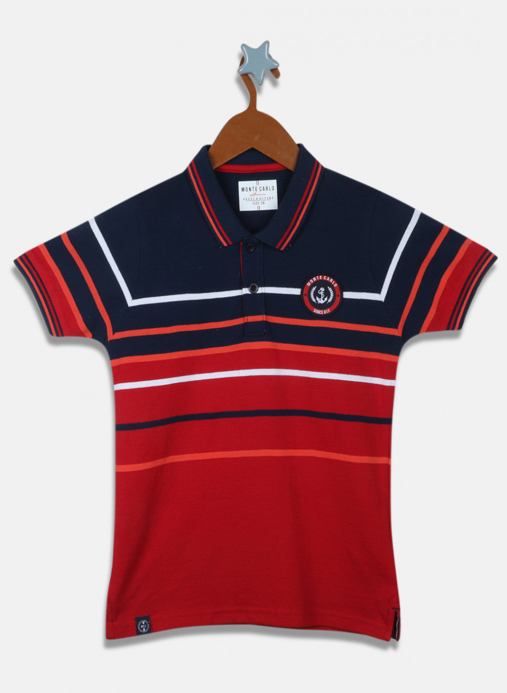 Boys Red & Navy Blue Stripe T-Shirt