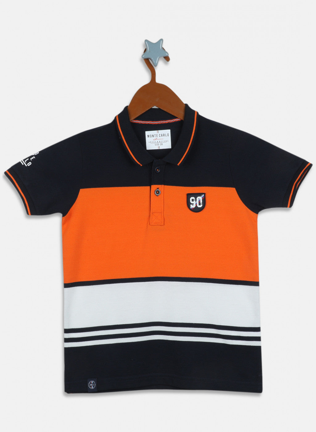 Boys Orange & Navy Blue Stripe T-Shirt