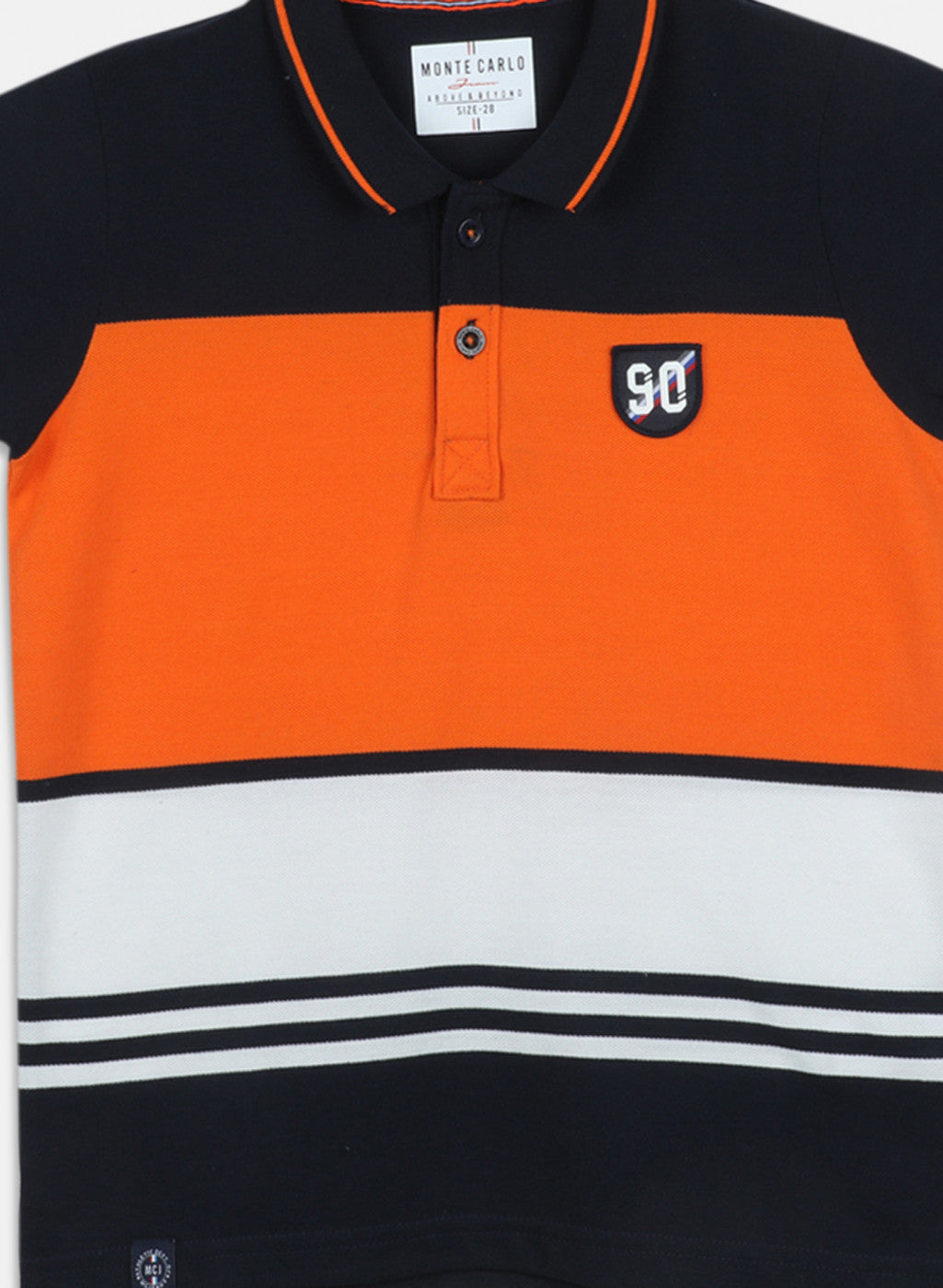 Boys Orange & Navy Blue Stripe T-Shirt