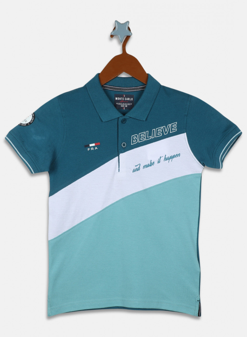 Boys Teal Blue Printed T-Shirt