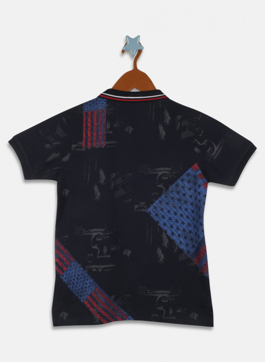 Boys Navy Blue Printed T-Shirt