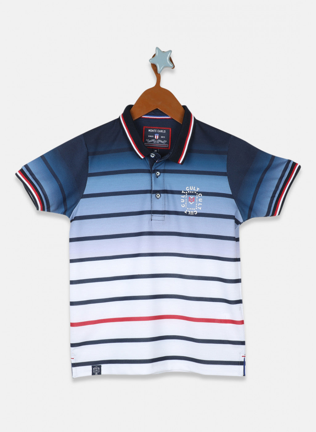 Boys Navy Blue & White Printed T-Shirt