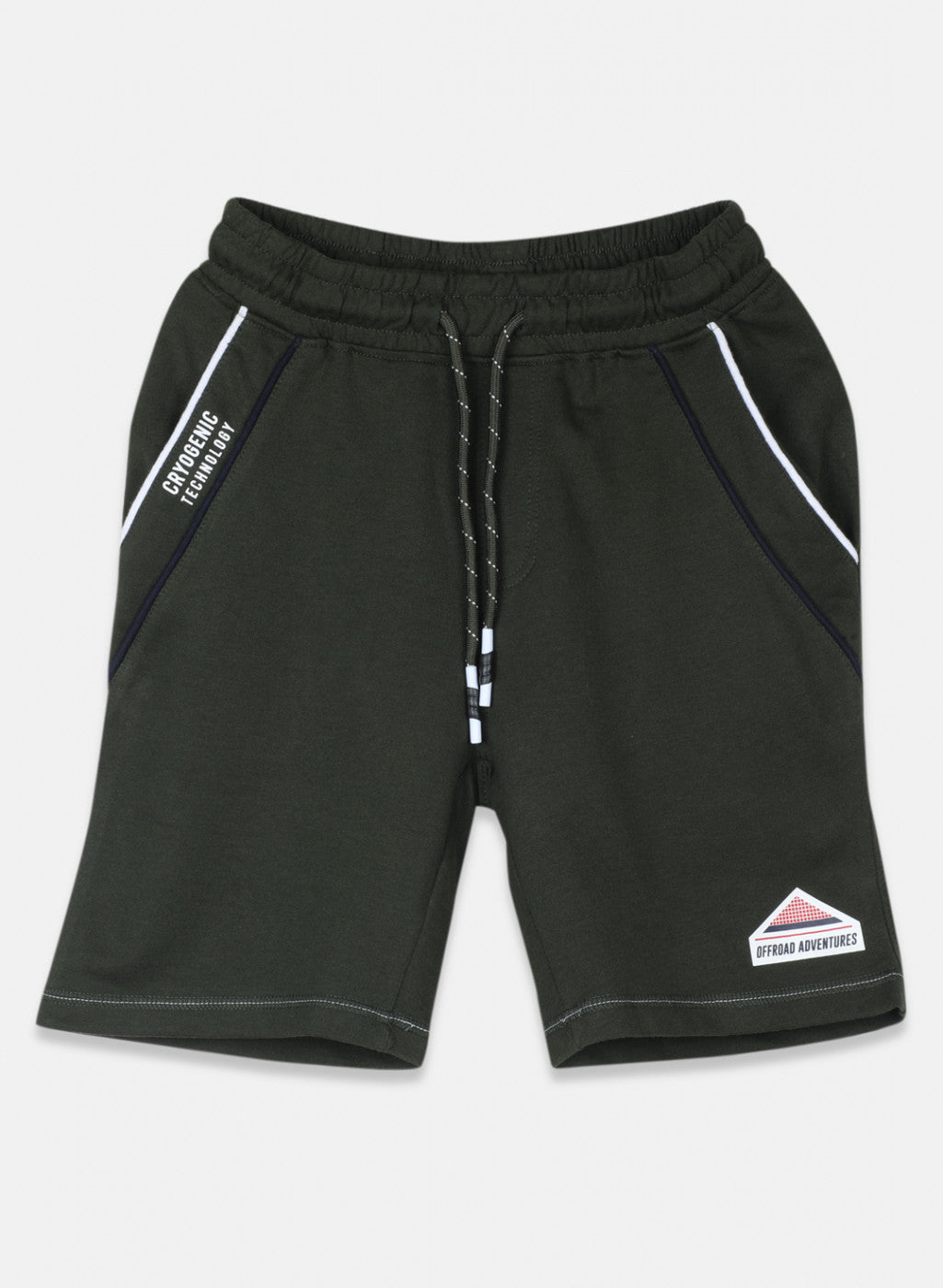 Boys Olive Printed Bermuda