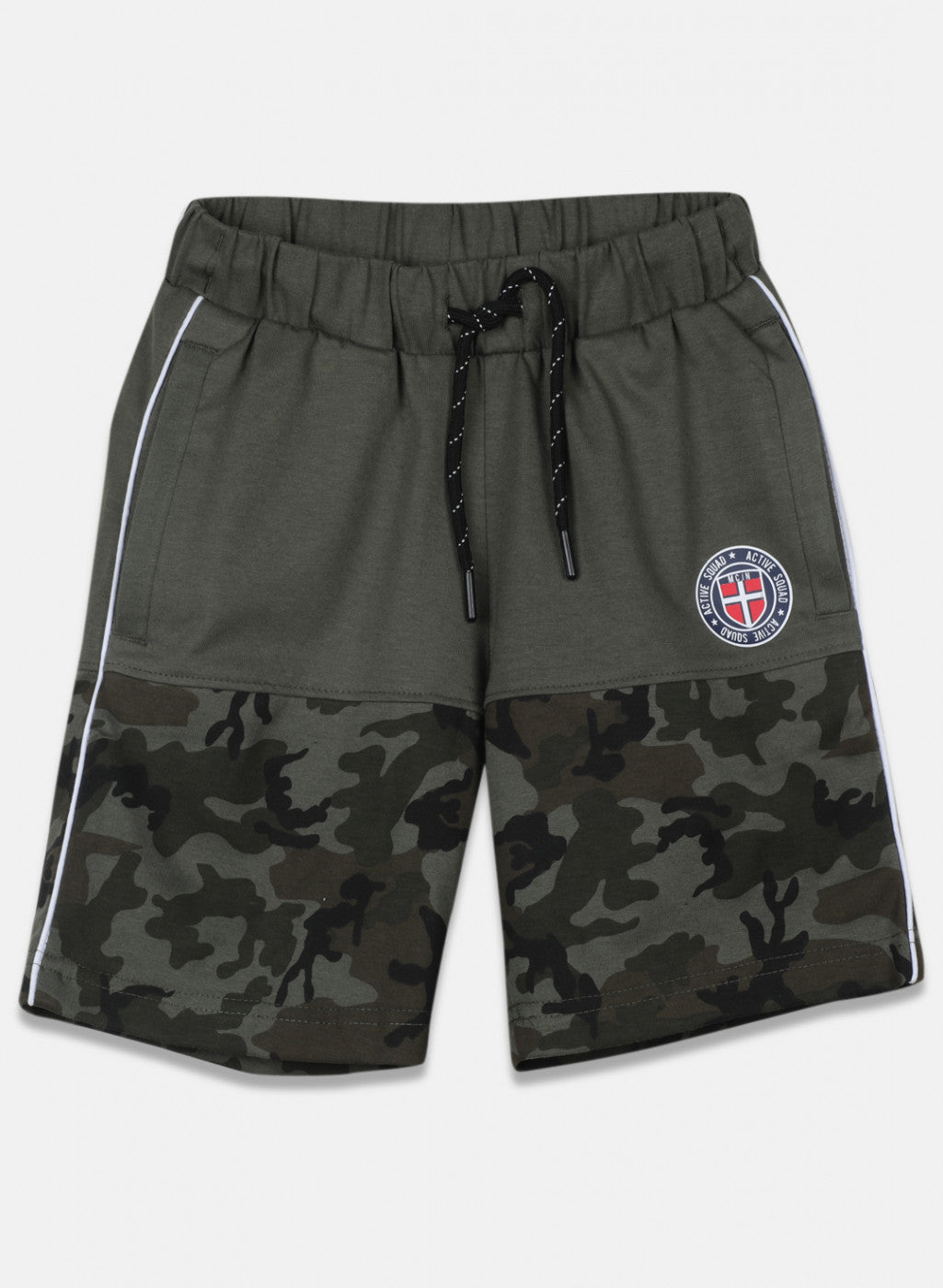 Boys Olive Printed Bermuda