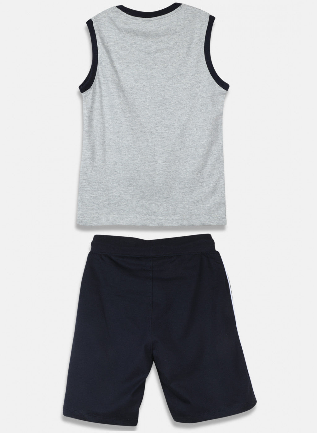 Boys Grey Printed Bermuda Set