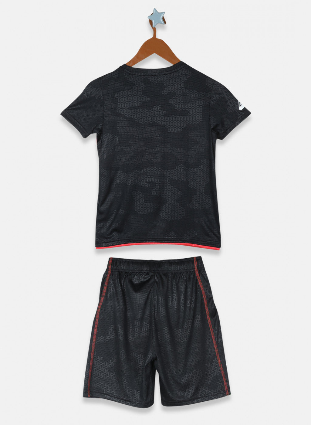 Boys Black Printed Bermuda Set
