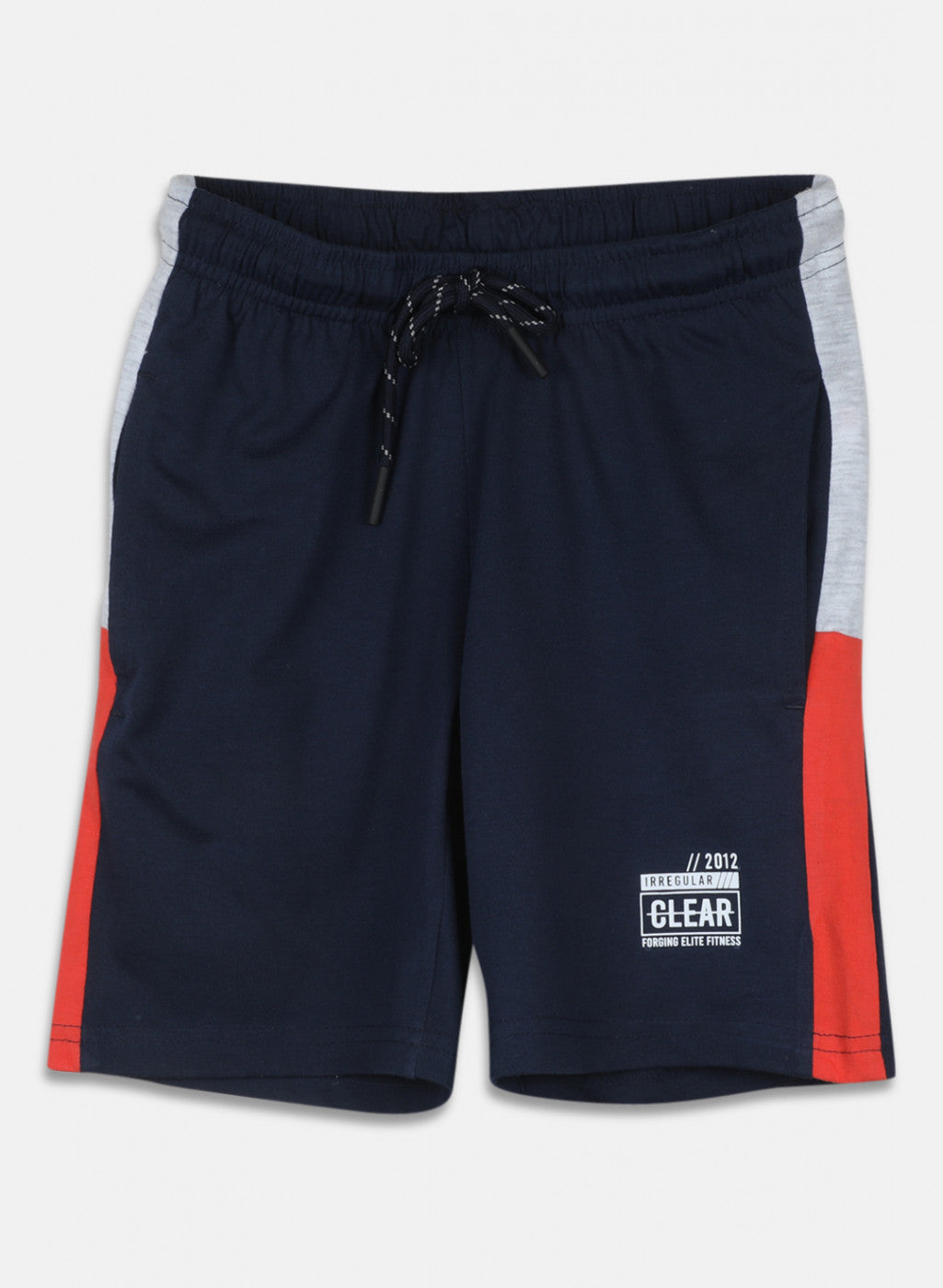 Boys Orange & NAvy Blue Printed Bermuda Set