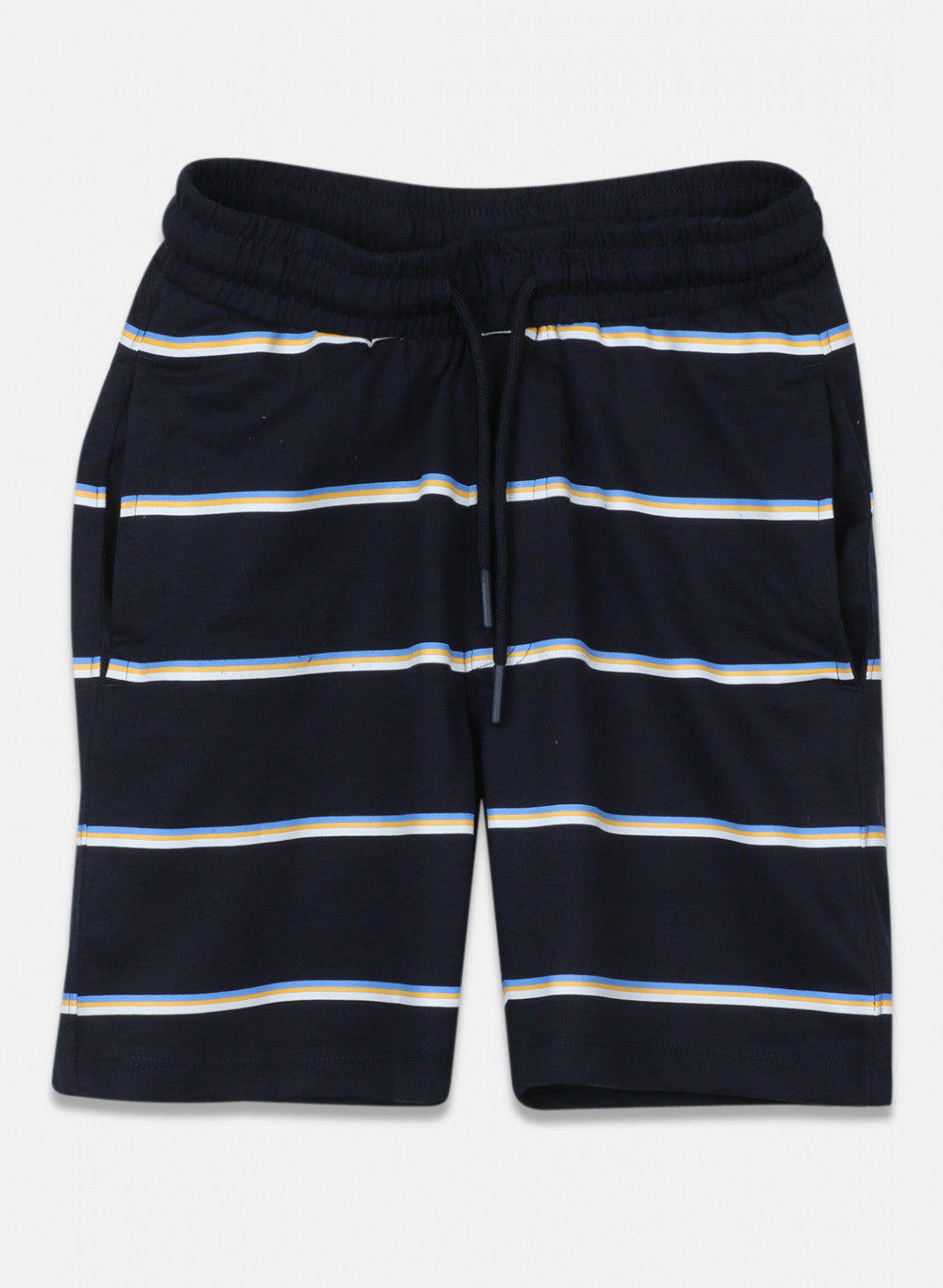 Boys Mustard & Navy Blue Printed Bermuda Set
