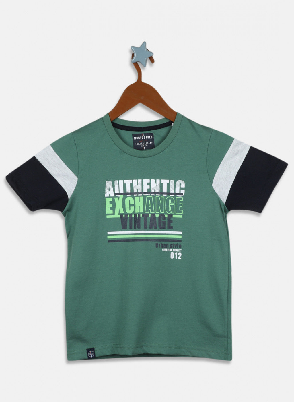 Boys Green & Navy Blue Printed Bermuda Set