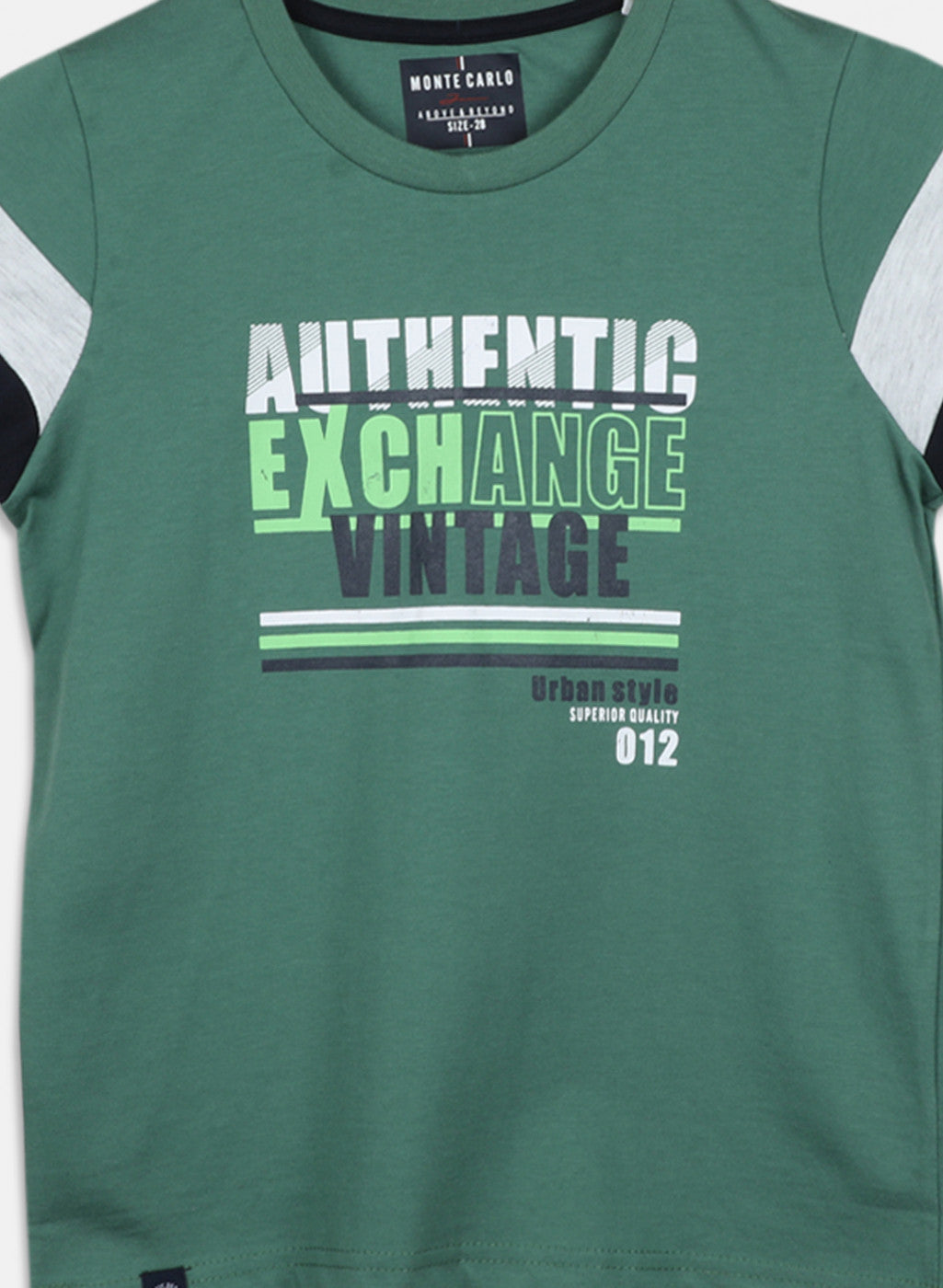 Boys Green & Navy Blue Printed Bermuda Set